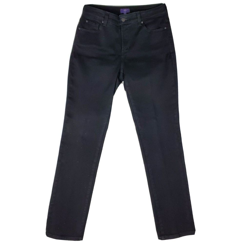 NYDJ Women‎ Size 8 Black Skinny Leg Jeans Rhinestones Stretch Cotton USA